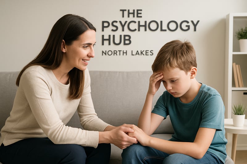 Child psychologist supporting a young client at The Psychology Hub in North Lakes